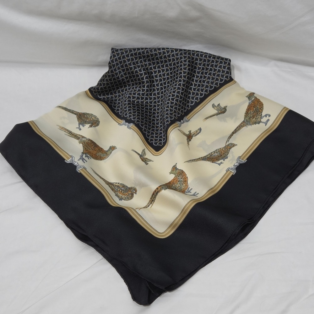Art of the Scarf Tie Rack Square Scarf Women Black Pheasant Excellent Bird 30x30